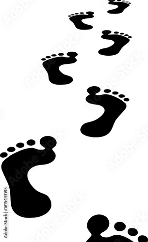 Up footprint trail of human, human footprints silhouette – stock vector