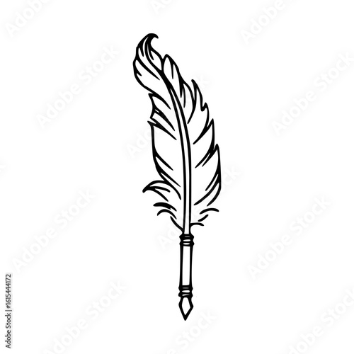 quill pen line art