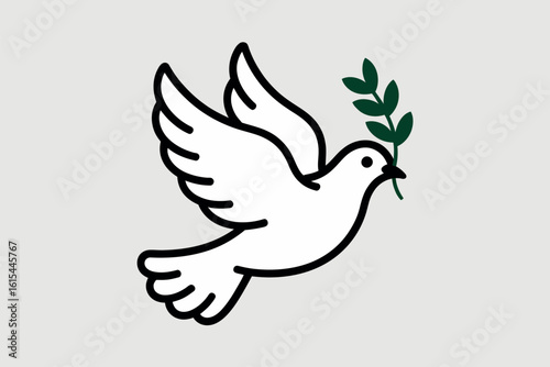White dove with olive branch symbolizing peace and hope
