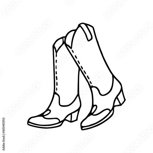 classic cowboy boots line art