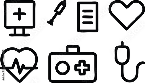 Medical symbols on a white background health healthcare