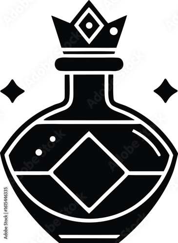 crown potion bottle vector icon.