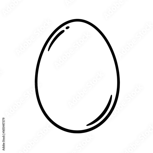 Simple line drawing of an oval egg on a plain background  