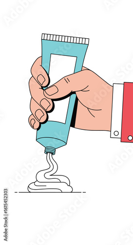 Applying a healing ointment or cream from a tube for skincare and topical treatment to soothe irritated skin