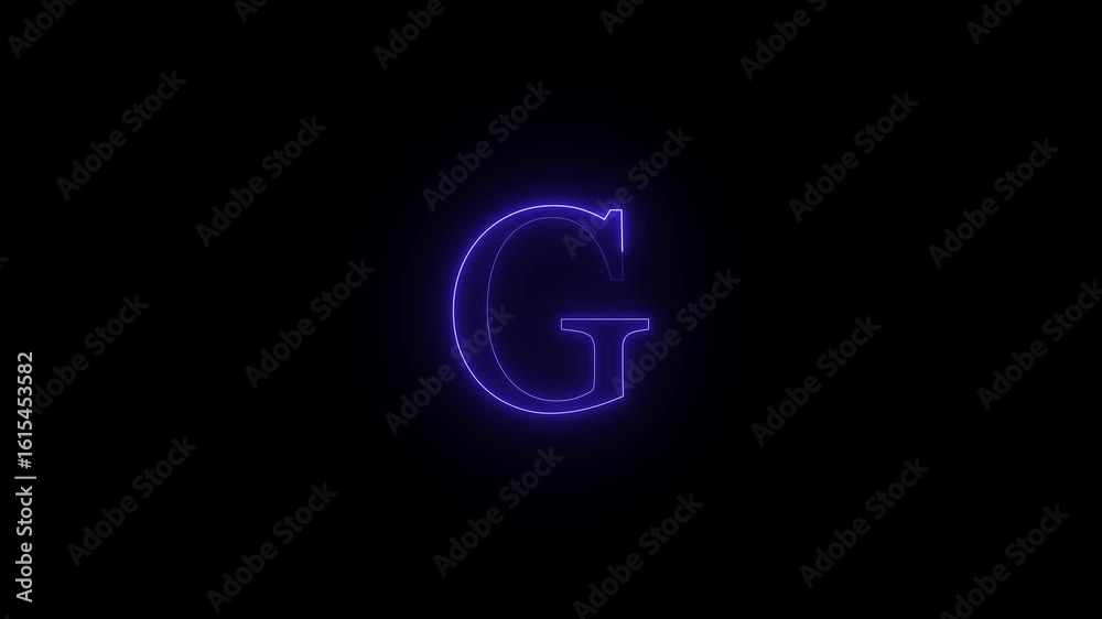 Glowing blue neon letter g illuminated against a stark black background with a subtle light effect Glowing blue neon letter g illuminated against a stark black background with a subtle light effect