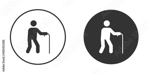 Person walking with cane icon for website design, logo for web and apps.