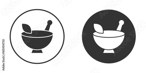 Mortar pestle icon for website design, logo for web and apps.