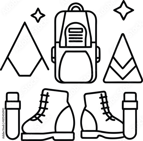 A stylish collection of vintage fashion illustrations showcasing women's clothing, shoes, and accessories, perfect for design vector sets and travel themed icons, runway, garment, textile, vogue