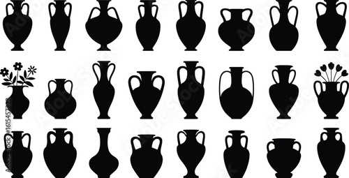 Elegant Silhouette Collection of Decorative Clay Vases and Floral Pots for Vintage Home Decor, Art Projects, and Creative Design