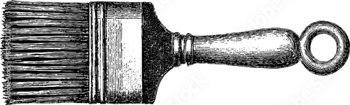 Vintage engraved illustration of a frayed old paintbrush for retro art and design