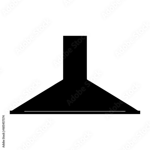 Black silhouette of a modern kitchen range hood isolated on white