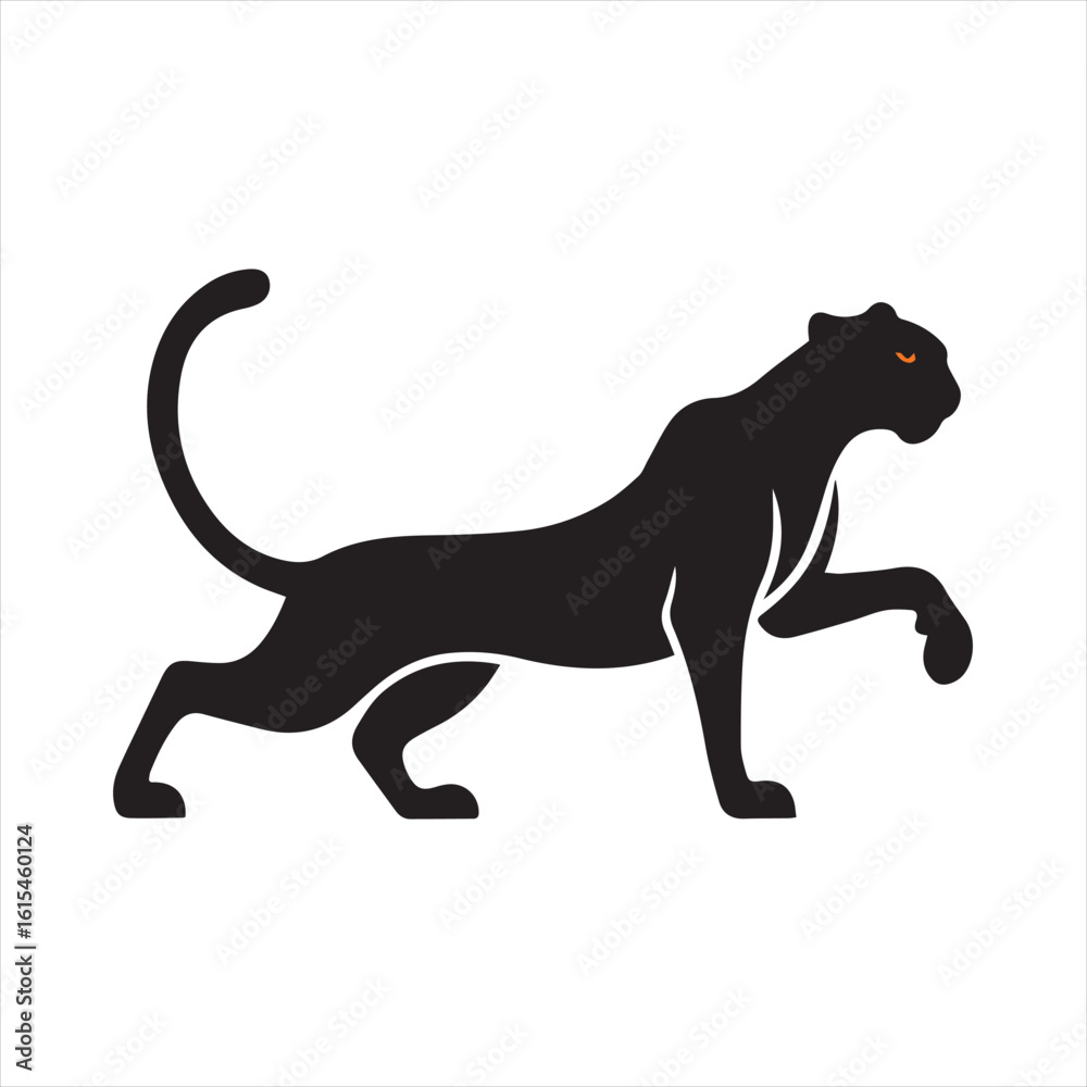 Fototapeta premium Silhouette Style Vector Cheetah Logo Icon – Minimal Wild Cat Emblem for Sports Branding, Fast Animal Symbol, Monochrome Jungle Predator Design, Elegant Graphic for Print and Digital Use