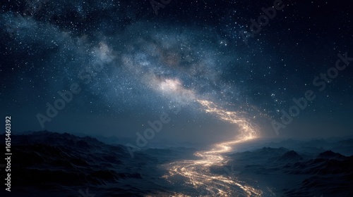 Celestial scene: serpent constellation animating across galaxy sky, glowing cosmic trail