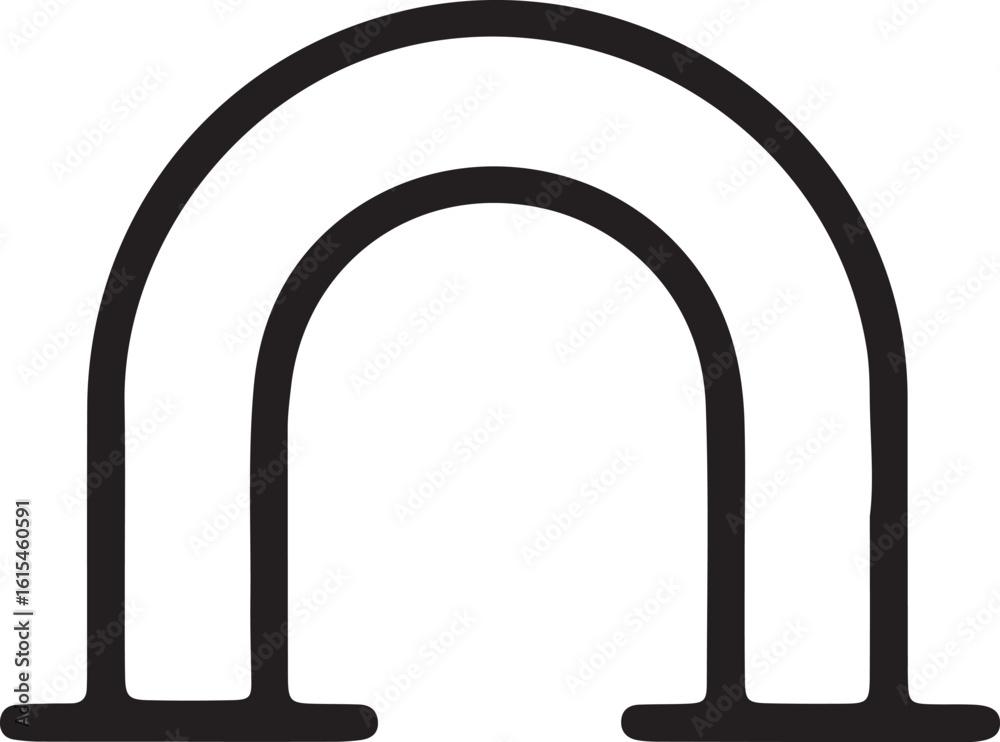 Fototapeta premium Black arched doorway symbol on white background entrance