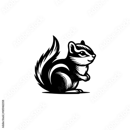 Cute squirrel sitting with striped tail