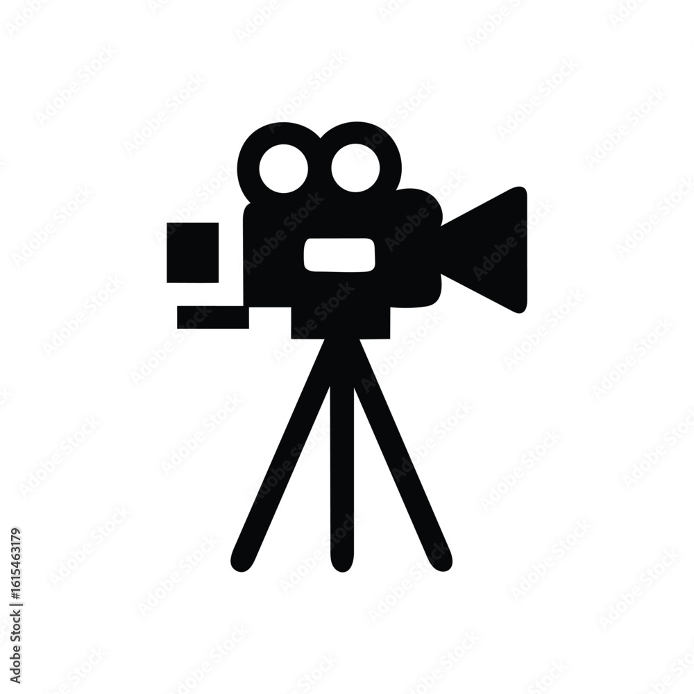 Obraz premium Classic vintage film camera icon on a tripod for filmmaking and video production