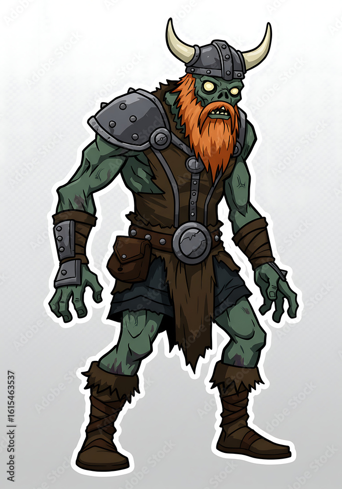 Illustration of a cartoon zombie, Halloween witch, and a medieval knight with a sword, helmet, and armor Illustration of a cartoon zombie, Halloween witch, and a medieval knight with a sword, helmet, and armor