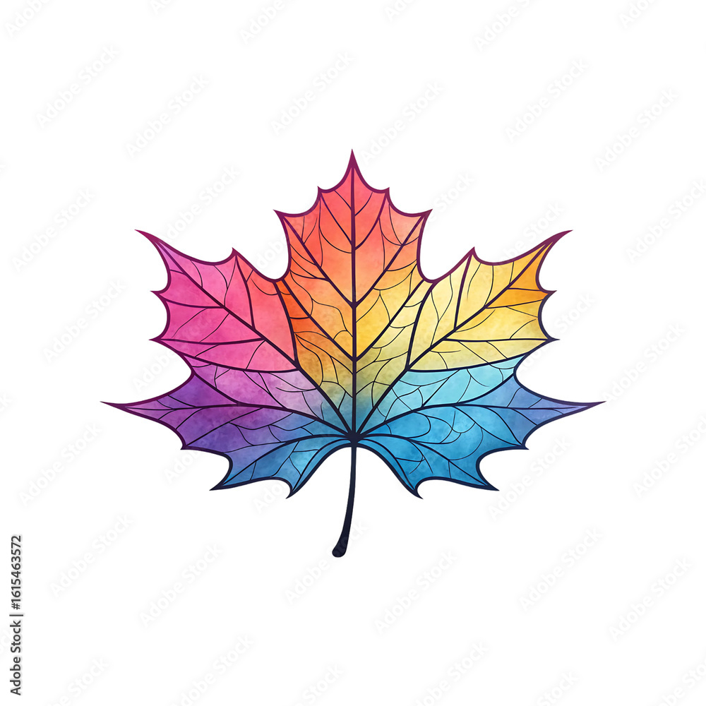 Fototapeta premium A leaf features a colorful gradient