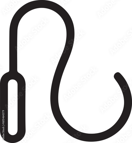 Black outline of a jump rope with handle skipping rope