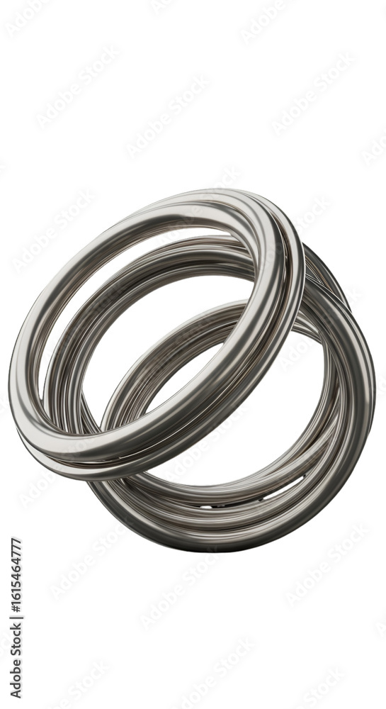 Fototapeta premium 3D Abstract Metallic Loops Rendered on Isolated Black Background Illustration