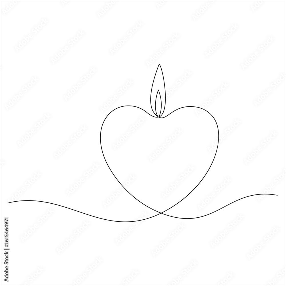 Fototapeta premium Continuous one line drawing of candle minimalist vector illustration