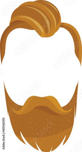 a vector illustration of a orange funky hairstyle and long stable beard for mens