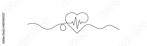 Heart beat icon set. Heart shape with pulse line. Vector EPS 10 