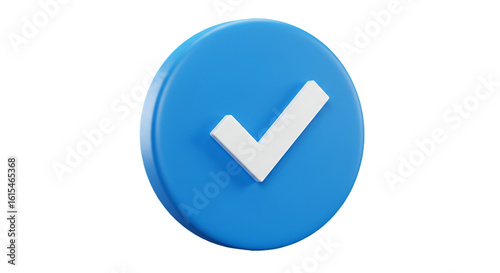 3D Illustration Of A Blue Checkmark Verification Badge On Transparent Background