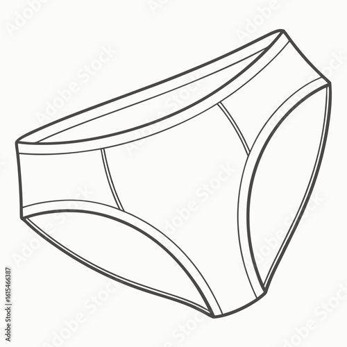 Simple outline drawing of a pair of women s underwear showing the front and side view
