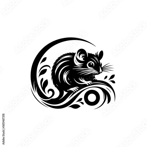 Wallpaper Mural A small mouse with decorative swirls and patterns Torontodigital.ca