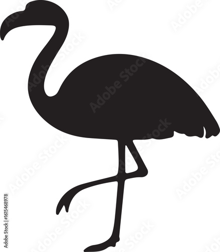 Black silhouette of a flamingo standing on one leg