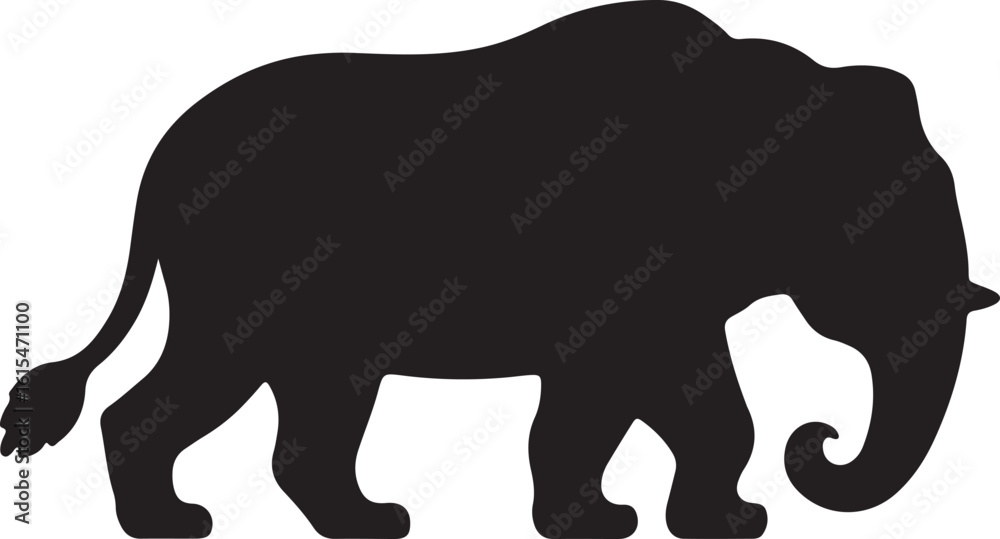 Fototapeta premium Black silhouette of an elephant walking animal white