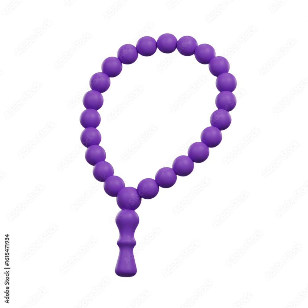Obraz premium 3D Render of Isolated Purple Prayer Beads on Transparent Background