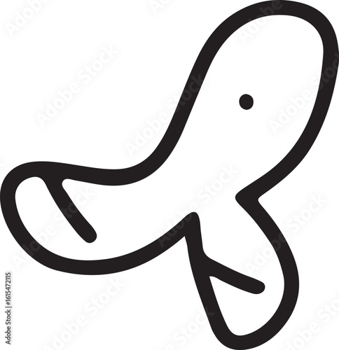 Simple black abstract shape with one dot blob cartoon