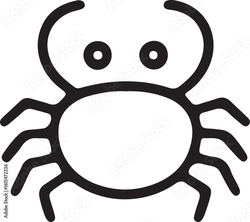 Simple black line art crab icon black and white
