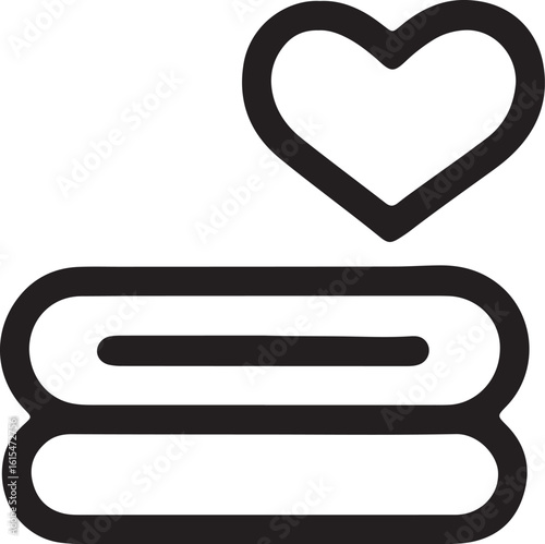 Stacked towels with heart icon symbol love