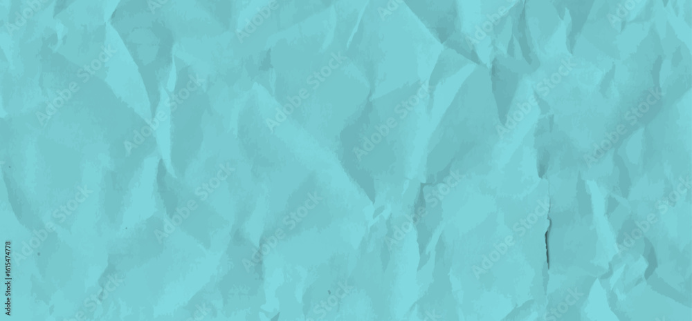 Obraz premium Crumpled blue paper texture. Abstract light background with wrinkled cardboard texture. Vector illustration horizontal fold crumpled empty biodegradable paper template for posters and banners