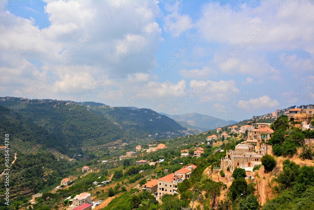 Fototapeta premium Panoramic view of a mountain in Lebanon