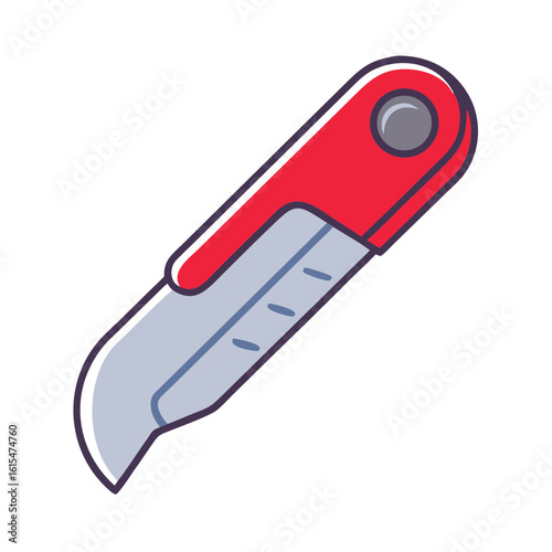 Utility knife with red handle and retractable blade design  