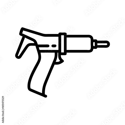 Caulking gun tool in minimalistic line art style on a transparent background