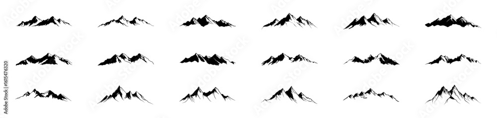 Fototapeta premium collection of minimalist silhouette illustrations of mountain ranges