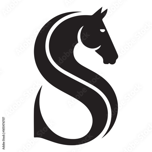 Horse Head in Letter S Logo – Modern Minimalist Equestrian Symbol