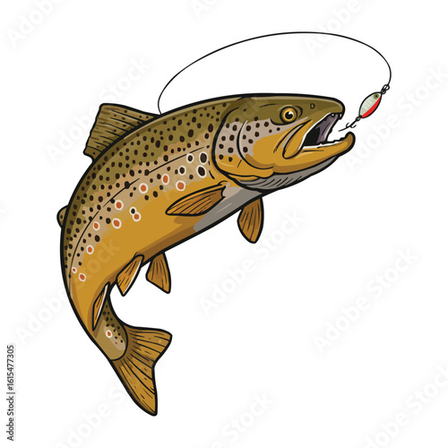 Brown Trout Jumping with Lure