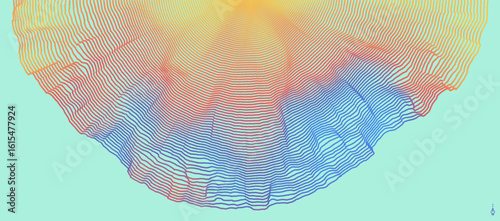 Abstract background with dynamic particles. Circular grid pattern. 3d vector illustration for brochure, poster, cover, card, presentation, flyer or banner.