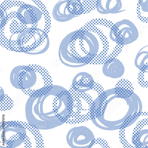 青いハーフトーンの手描きWリング背景イラスト　Adobe Illustrator Artwork