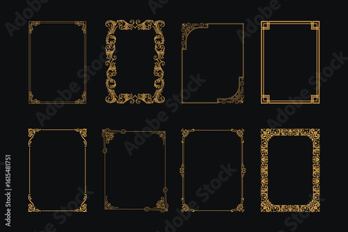 Ornate calligraphy frame, retro elegant ornamental borders, filigree floral ornaments for framed certificate template.