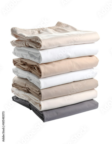 Neatly Stacked Assorted Cotton Bed Sheets for Home Decor and Bedding