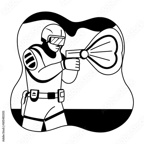 A glyph style illustration of a space hunter character 