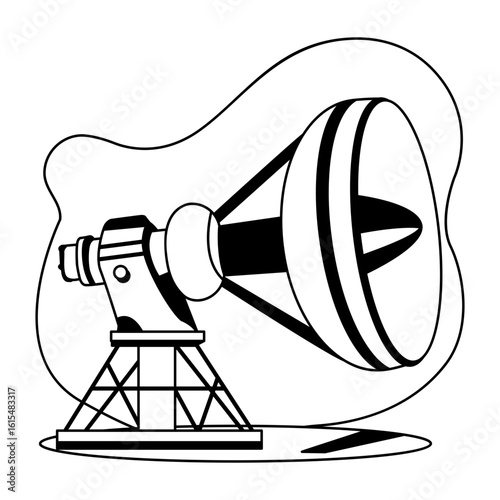 Space giant telescope illustration in glyph style 