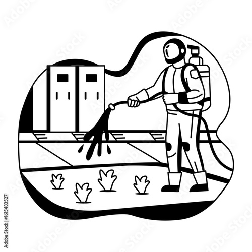 Glyph style illustration showing space garden 